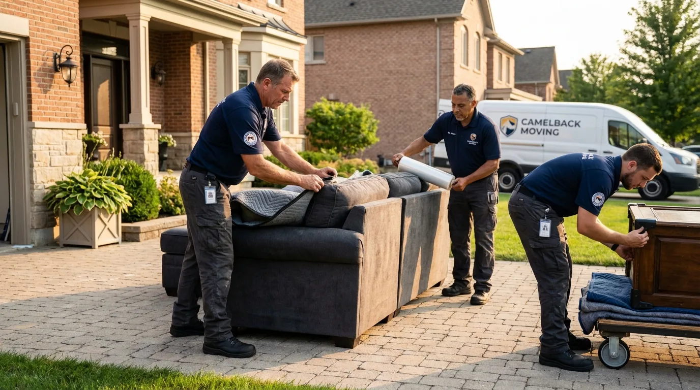 Large estate moving crew wrapping furniture in American Falls, ID
