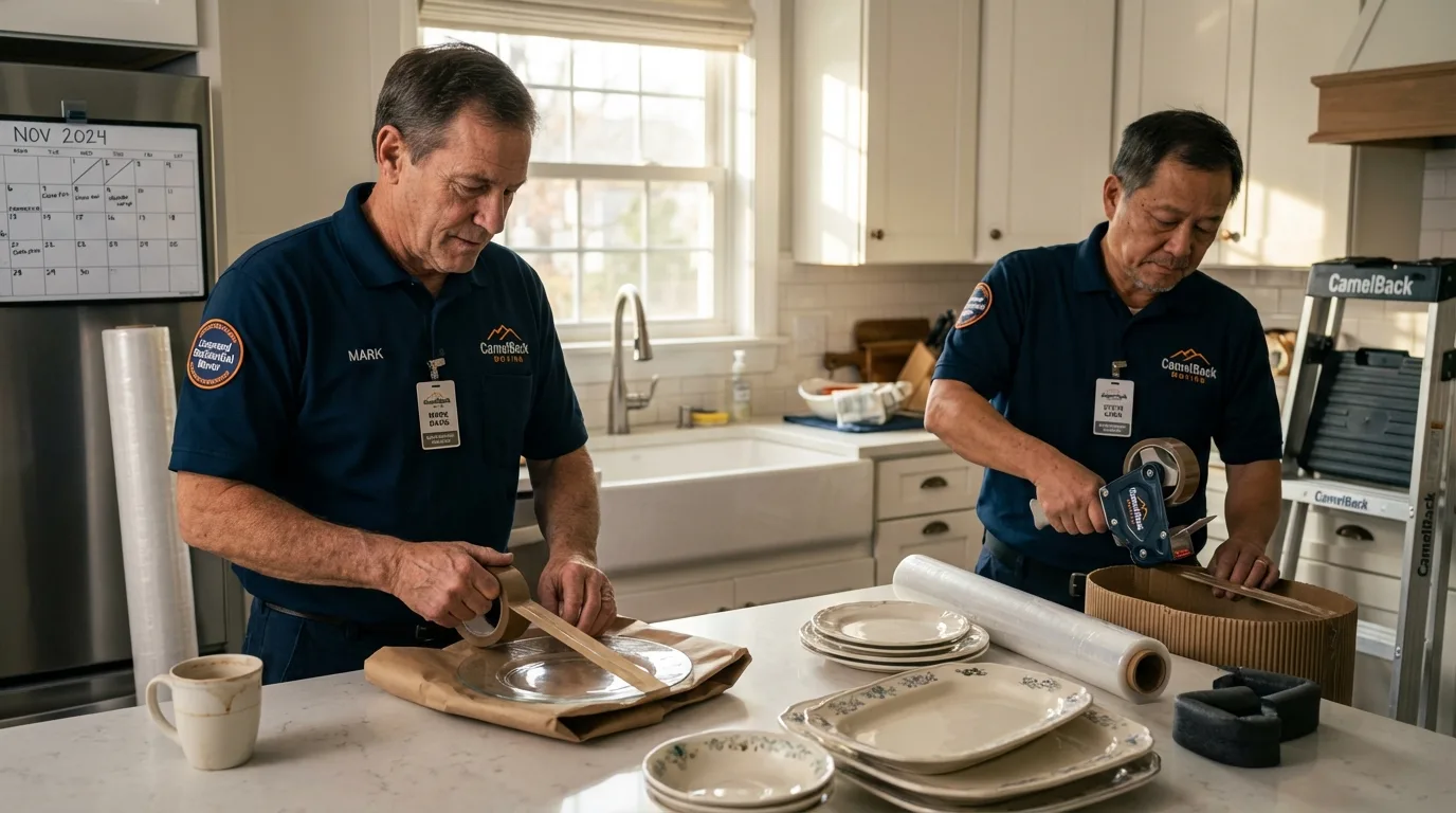Professional crew packing kitchen dishware in American Falls, ID
